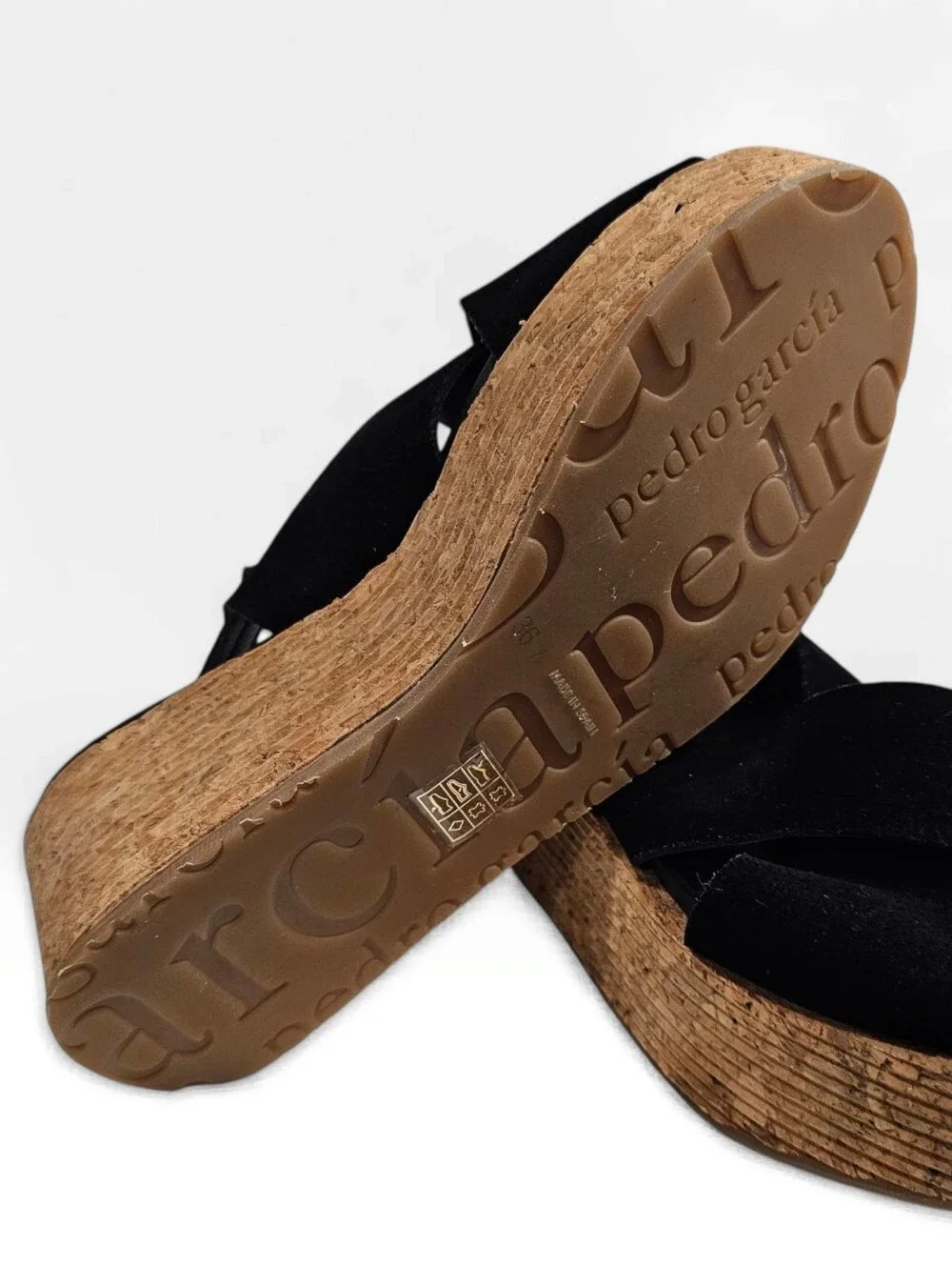PEDRO GARCIA Nadira Blk Suede Platform Criss Cross Slingback Sandals 36.5/6.5M